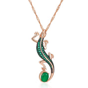 Kinel-collar con colgante de lagarto de circón Natural verde intenso para mujer, chapado en oro rosa 585, joyería Punk diaria de animales Vintage