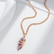 Kinel, collar con colgante de mariposa de circón Natural púrpura brillante para mujer, tendencia 585, Color oro rosa, joyería fina para fiesta diaria