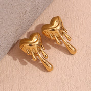 E.B.belle Pendientes de amor de fusión de lava, resistentes al agua, chapados en oro de 18 quilates, regalo, pendientes de acero inoxidable 316L para mujer