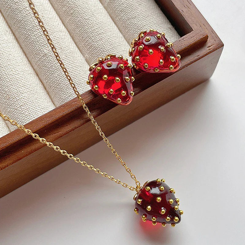 Pendientes tridimensionales de fresa con personalidad a la moda para mujer, pendientes de fiesta para niñas con diseño de tendencia dulce 2024, joyería