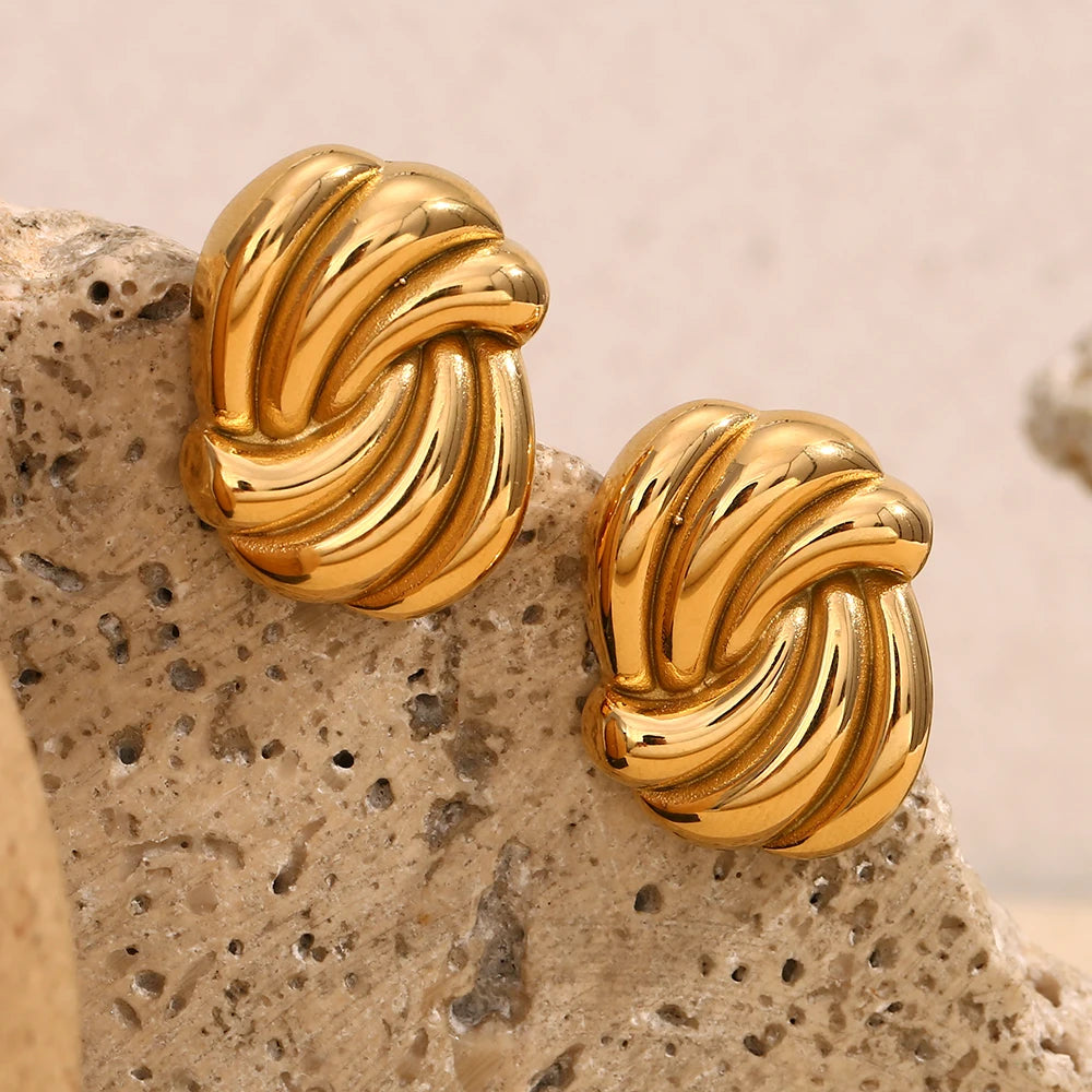 E.B.belle-pendientes giratorios con forma ovalada, aretes de acero inoxidable de estilo minimalista, joyería para mujeres y niñas elegantes