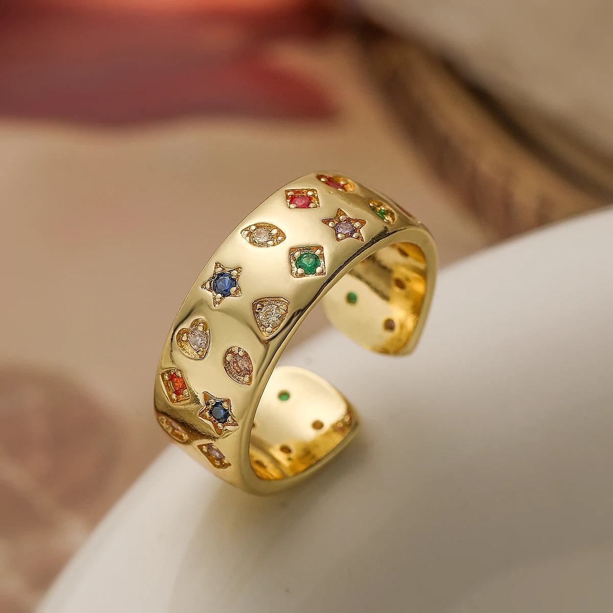 Nuevo anillo de banda ajustable de circonia cúbica de lujo ligero para mujeres y niñas, joyería elegante para fiestas y vacaciones